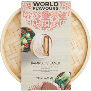 KitchenCraft World of Flavours Oriental Two Tier Bamboo Steamer and Lid 20cm (8")