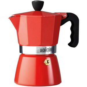 La Cafetière Aluminium Classic Espresso Maker Red Three Cup 200ml