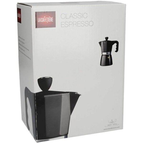 La Cafetiere Aluminium Classic Espresso Maker Black Six Cup 300ml