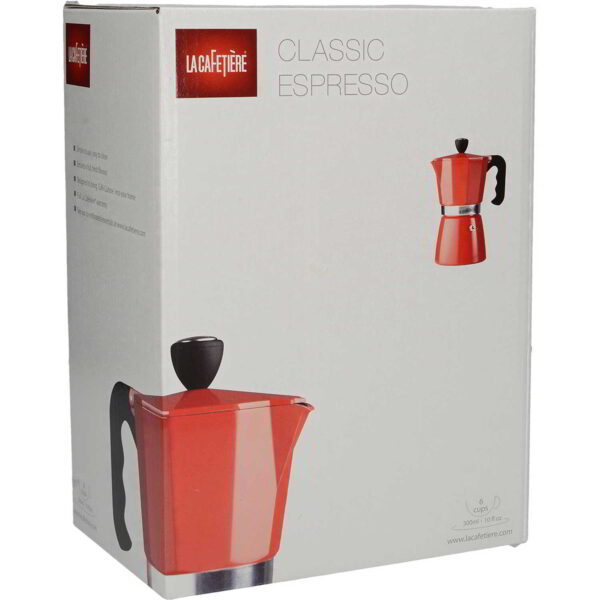 La Cafetiere Aluminium Classic Espresso Maker Red Six Cup 300ml