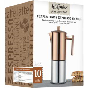 KitchenCraft Le'Xpress Stainless Steel Copper Effect Espresso Coffee Maker 600ml