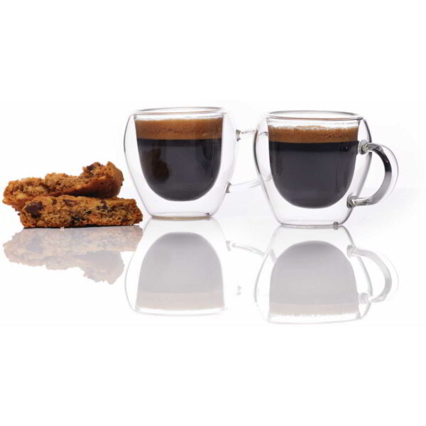 KitchenCraft Le'Xpress Double Walled Glass Espresso Cups Set of Two 80ml