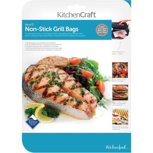 KitchenCraft Set of Three Reusable Non-Stick Grill Bags