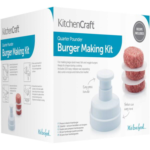 KitchenCraft Quarter Pounder Hamburger Maker with One Hundred Wax Discs