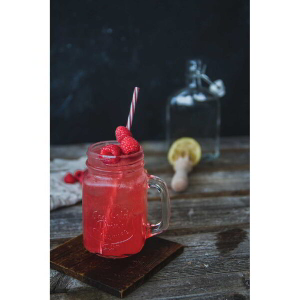 Home Made 450ml Traditional Glass Drinks Jar with Straw Assorted Colours