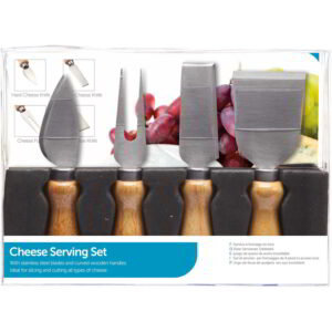 KitchenCraft Four Piece Cheese Knife Set with a Colour Insert
