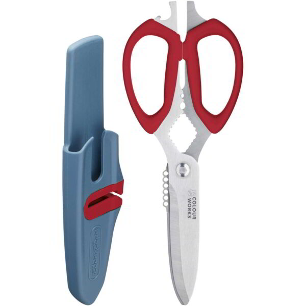 Colourworks Brights 23cm Ten-In-One Multi-Function Edgekeeper Kitchen Scissors Cherry