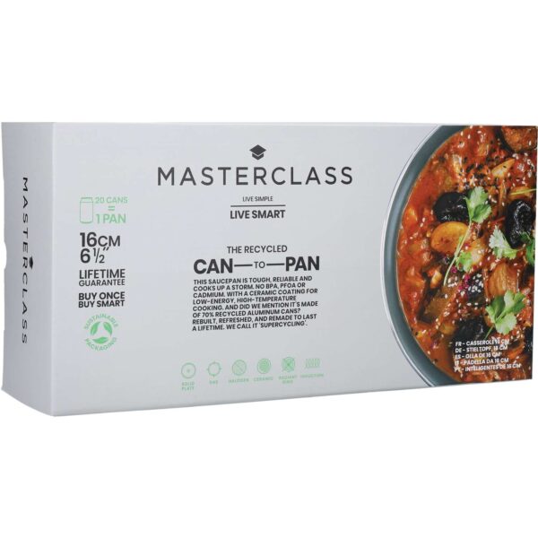 MasterClass 16cm Recycled Can-To-Pan Non-Stick Saucepan with Lid