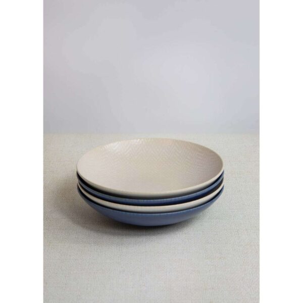 KitchenCraft Stoneware Coupe 22cm Bowl Set Set of 4 22x5cm Blue embossed