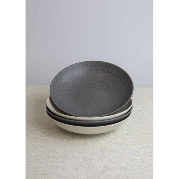 KitchenCraft Stoneware Coupe 22cm Bowl Set Set of 4 22x5cm Grey embossed