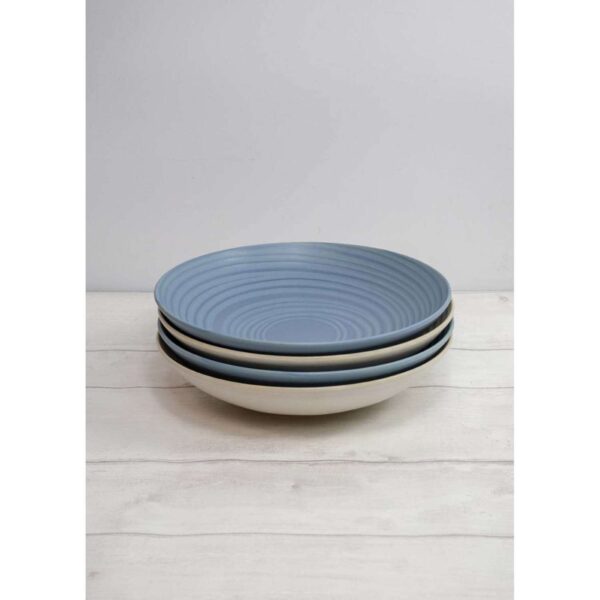 KitchenCraft Stoneware Coupe 22cm Bowl Set Set of 4 22x5cm Blue
