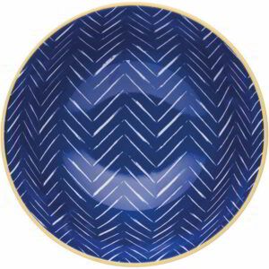 KitchenCraft Glazed Stoneware Bowl Leafy Indigo 15.5x7.5cm