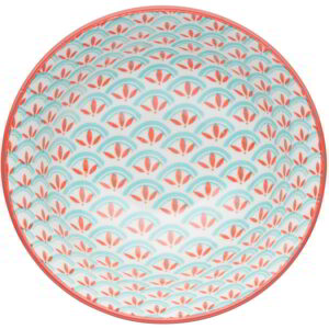 KitchenCraft Glazed Stoneware Bowl Geometric Lime 15.5x7.5cm
