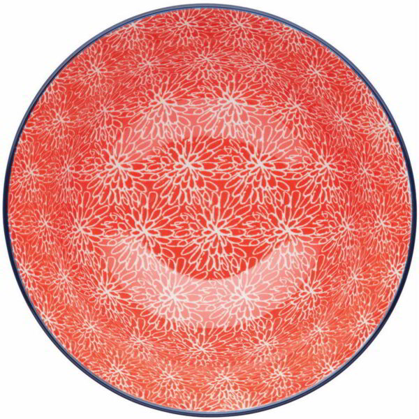KitchenCraft Glazed Stoneware Bowl Red Floral 15.5x7.5cm