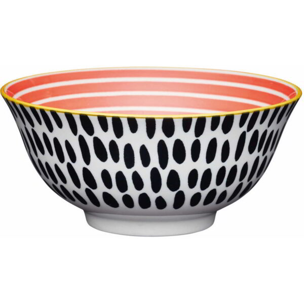 KitchenCraft Glazed Stoneware Bowl Red Swirl 15.5x7.5cm