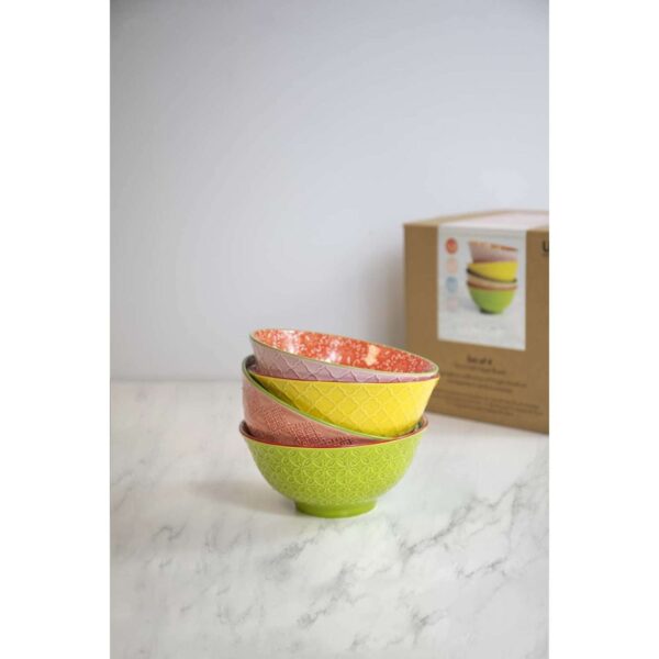 KitchenCraft Glazed Stoneware Bowl Set Set of 4 15.5x7.5cm Brights