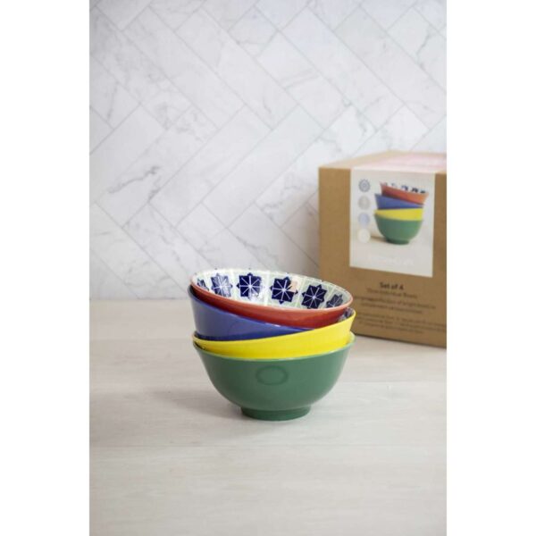KitchenCraft Glazed Stoneware Bowl Set Set of 4 15.5x7.5cm World of flavours