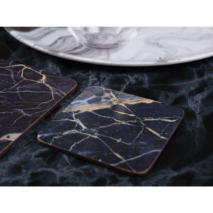 Creative Tops Marble Effect Set of 6 Coasters Navy Marble Effect 10.5cm