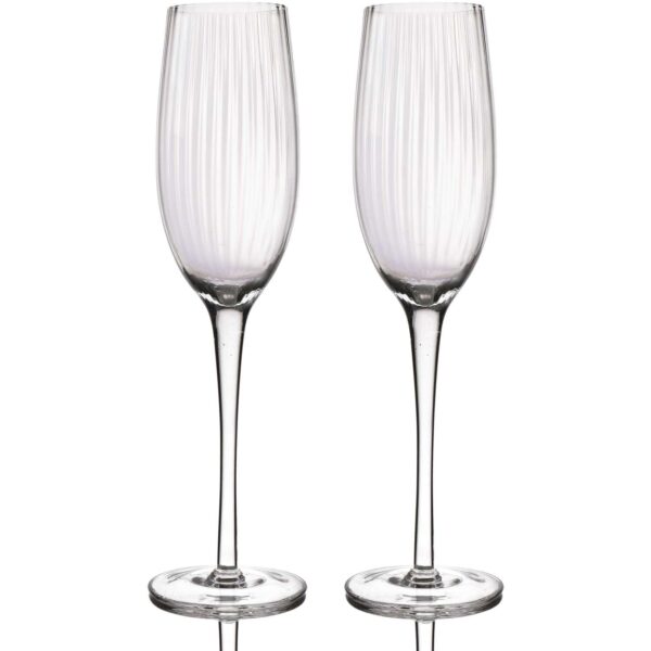 BarCraft 220ml Ridged Champagne Flutes Gift Set of Two