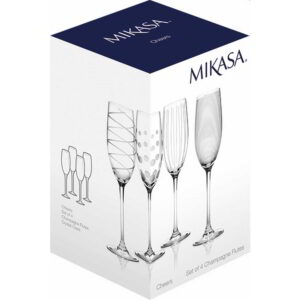 Mikasa Cheers Set of Four Flute Glasses 250ml