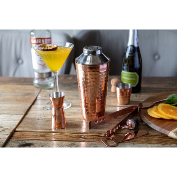 BarCraft Stainless Steel Seven Piece Cocktail Set Copper