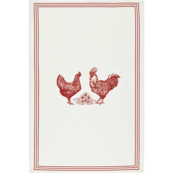 KitchenCraft French Hen Tea Towels Set of Two 70x47cm