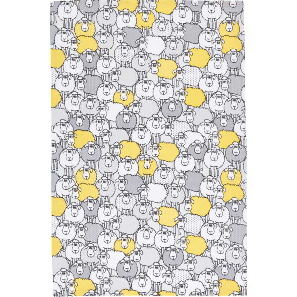 KitchenCraft Yellow Sheep Tea Towels Set of Two 70x47cmed