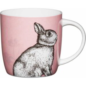 KitchenCraft Fine Bone China 425ml Barrel Shaped Mug Rabbit