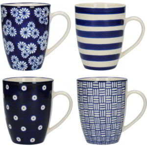 London Pottery Blue Set of Four Tulip Mugs