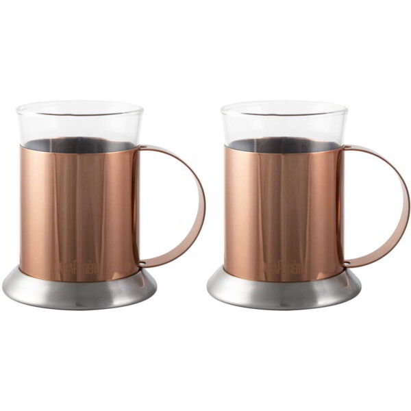 La Cafetiere Edited Set of 2 Copper Glass Cups