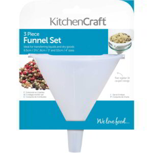 KitchenCraft Polypropylene Food Safe Funnels 6.5cm8cm and 10cm Set of Three