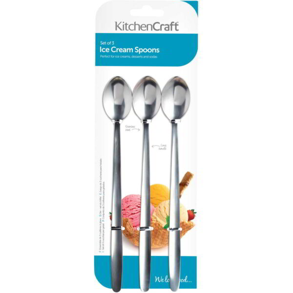KitchenCraft Stainless Steel Ice Cream / Soda Spoons Set of Three