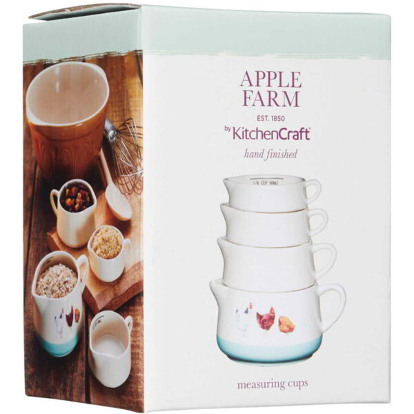 KitchenCraft Apple Farm Ceramic Hen Stacking Measuring Cup Set