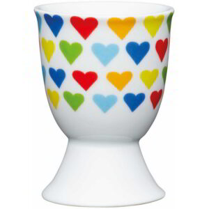 KitchenCraft Porcelain Egg Cup Bright Hearts Design
