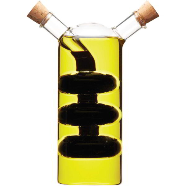KitchenCraft World of Flavours Italian Glass Dual Oil and Vinegar Bottle 300ml/100ml