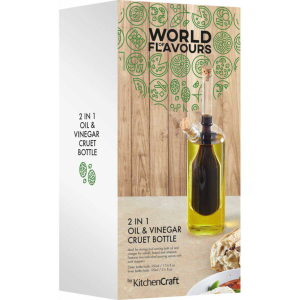 KitchenCraft World of Flavours Italian Dual Oil and Vinegar Bottle 350ml/100ml