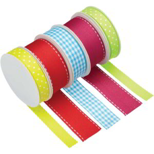 KitchenCraft Sweetly Does It Cake Decorating Ribbon Bright Colours Five 2 Metre Rolls