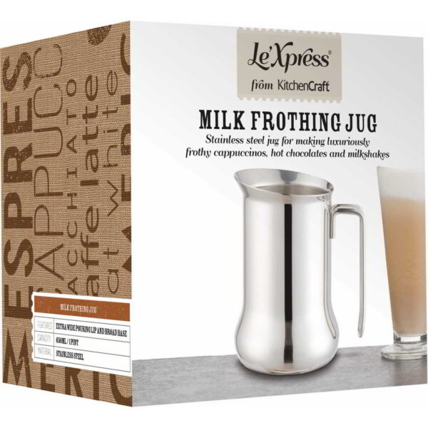 KitchenCraft Le'Xpress Stainless Steel Milk Frother Jug 650ml