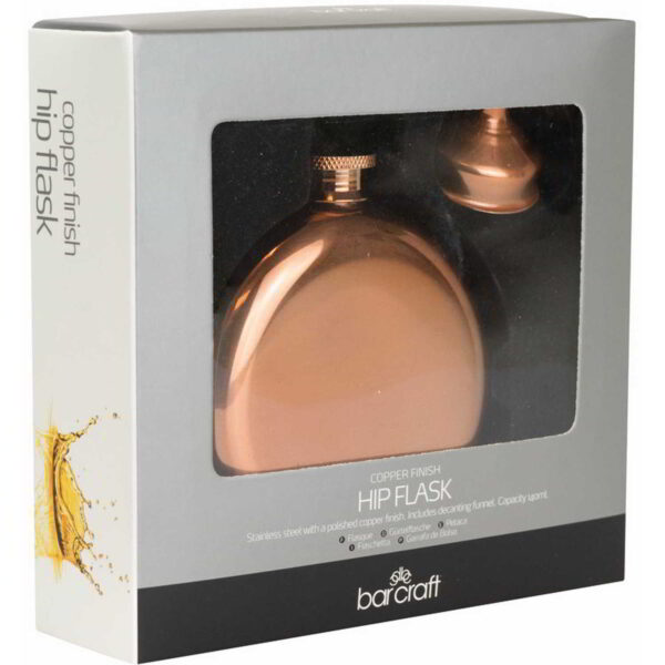BarCraft Stainless Steel Copper Finish 140ml Hip Flask