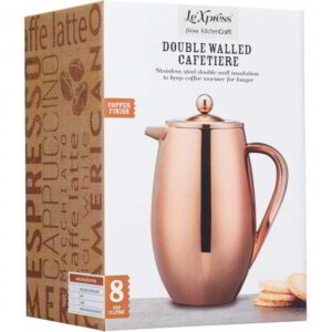 KitchenCraft Le’Xpress Stainless Steel Copper Finish Double Walled Insulated 1 Litre Cafetière