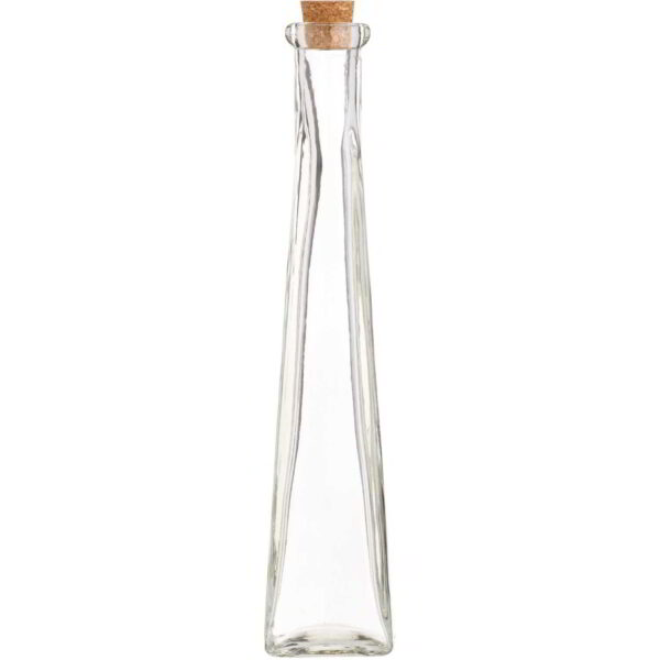 Home Made Glass Pyramid Shaped Bottle with Cork Stopper - 130ml (24cm)