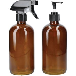 KitchenCraft Living Nostalgia Amber Glass Reusable Spray and Pump Bottle Set