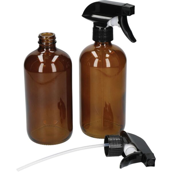 KitchenCraft Living Nostalgia Amber Glass Reusable Spray Bottle Set. 500ml