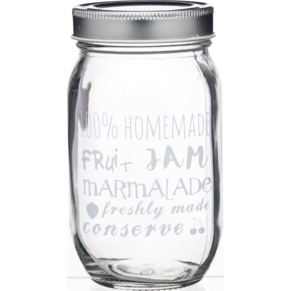 Home Made 500ml (1lb) Glass Assorted Text Print Jars