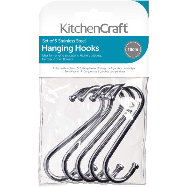 KitchenCraft Chrome Plated 'S' Hooks 100mm Bag of Five
