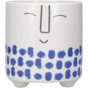 KitchenCraft Ceramic Blue Happy Face Planter