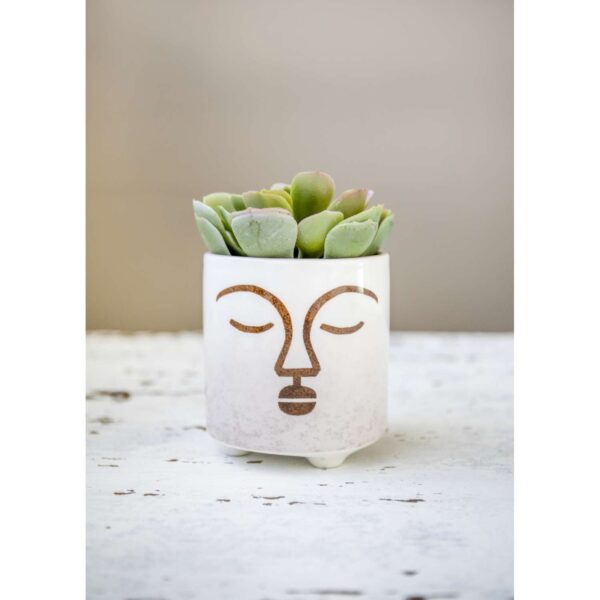 KitchenCraft Ceramic Terracotta Face Planter. 10cm x 10cm x 11cm