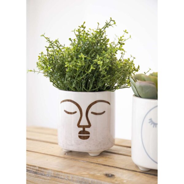KitchenCraft Ceramic Terracotta Face Planter. 10cm x 10cm x 11cm