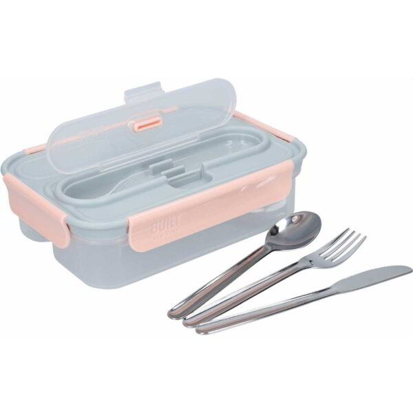 Built Mindful 1.05 Litre Lunch Box with Stainless Steel Cutlery 23.5x17x6.5cm
