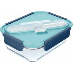 Built Retro Glass 900ml Lunch Box with Stainless Steel Cutlery 16x21x7.5cm